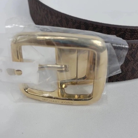 ?Michael Kors Belt Twist ReversibleMK Brown White Logo Gold Buckle Size:Medium main image 10